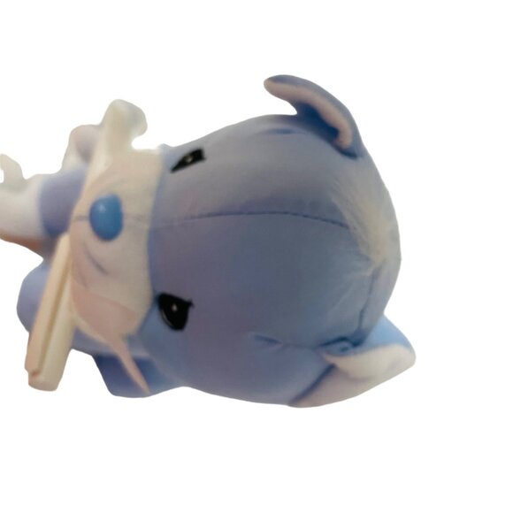 Precious Moments Tender Tails 1998 Blue Cat Plush With Blue White Bow 7" x 5" Re - Picture 5 of 6